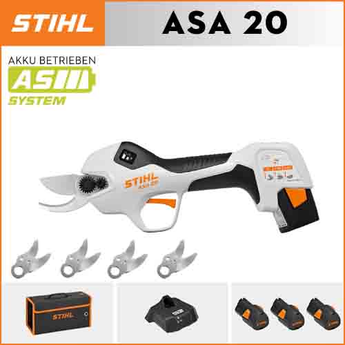 【STIHL】 ASA 20 1, lítium akkumulátor*3, tárolódoboz*1, vágófej*5, töltő*1